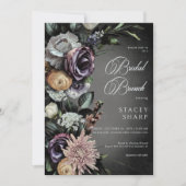 Dunkle Gothic Mysterium Mute Bloral Blur Brunch Einladung (Vorderseite)