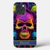 Dunkle Gothic Neon farbenfroher Schädel Case-Mate iPhone Hülle (Rückseite)