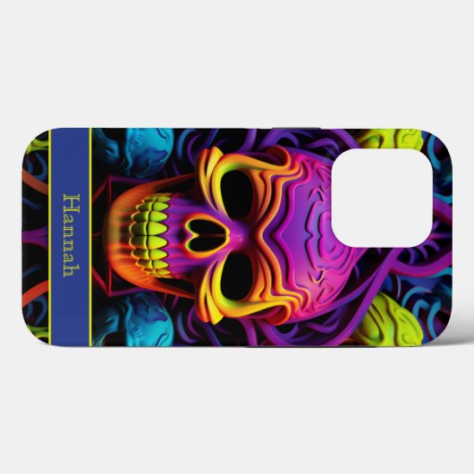 Dunkle Gothic Neon farbenfroher Schädel Case-Mate iPhone Hülle (Rückseite (Horizontal))