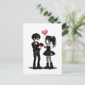 Dunkle Gothic-Romantik-Valentinstag-Postkarte Postkarte (Stehend Vorderseite)