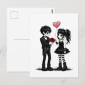 Dunkle Gothic-Romantik-Valentinstag-Postkarte Postkarte (Vorne/Hinten)