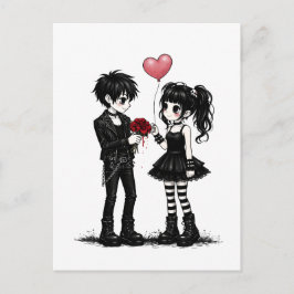 Dunkle Gothic-Romantik-Valentinstag-Postkarte Postkarte