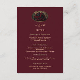 Dunkle Gothic-Romanze Burgunder-Rot-Foto-Hochzeit Begleitkarte