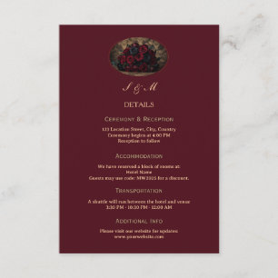 Dunkle Gothic-Romanze Burgunder-Rot-Foto-Hochzeit Begleitkarte