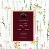Dunkle Gothic-Romanze Burgunder Save-the-Date
