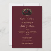 Dunkle Gothic-Romanze Burgunder Save-the-Date (Vorderseite)