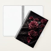 Dunkle Gothic-Rosa Rose & schwarzer Brokat Notizblock (Innen)