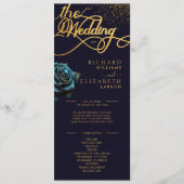 Dunkle Gothic-Rosen-Glitter-Hochzeit Programm (Vorderseite)