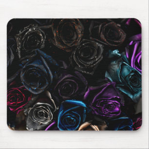 Dunkle Gothic-Rosen Samt Blumen Textur Muster Mousepad