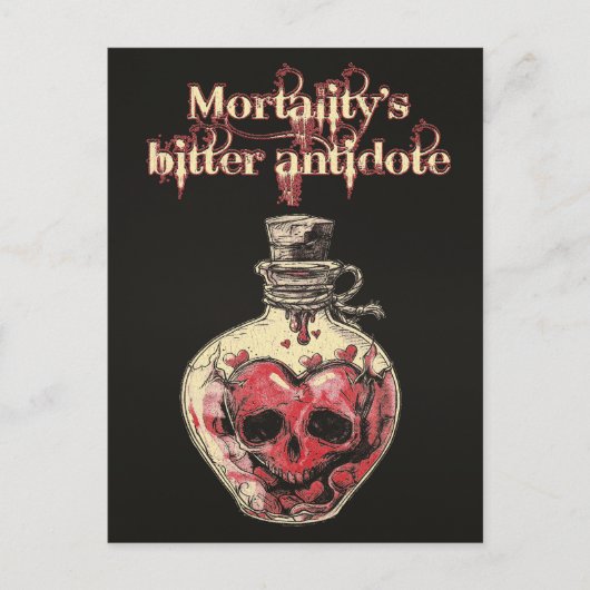 Dunkle Gothic Skull Herz Liebe Tränke Postkarte (Vorderseite)