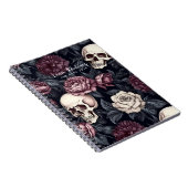 Dunkle Gothic Skulls Mauve Floral Botanicals Notizblock (Rechte Seite)