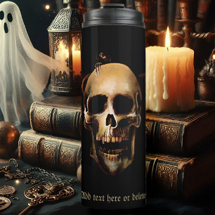 Dunkle Gothic-Totenköpfe Menschliche schwarze Drei Thermosbecher