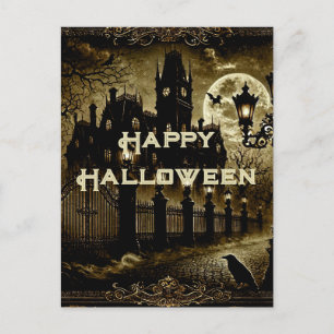 Dunkle Gothic viktorianische Vintage Frohes Hallow Feiertagspostkarte