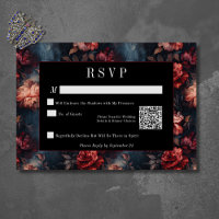 Dunkle Gothic Vintag Red & Pink Floral Wedding QR