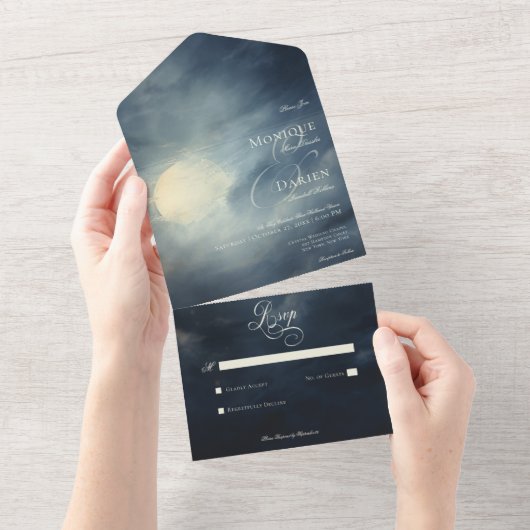 Dunkle Gothic Vollmond Night Sky Kein Abendessen All In One Einladung (Abreißen)