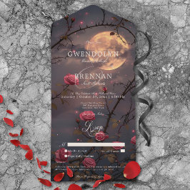 Dunkle Gothic Vollmond & Rote Rosen Kein Abendesse All In One Einladung