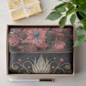 Dunkle gothic weiße Eule florale abstrakte Kunst Seidenpapier (Geschenk)