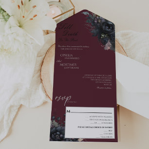 Dunkle gothische Blumen Bis dass der Tod uns schei All In One Einladung