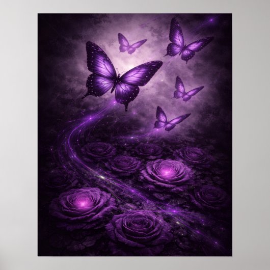 Dunkle gothische Blumendekoration Poster (Vorne)