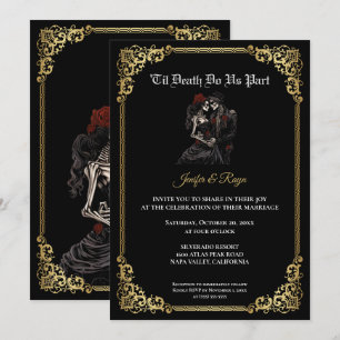 Dunkle gothische Halloween-Hochzeitseinladung Einladung