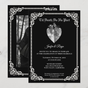 Dunkle gothische Halloween-Hochzeitseinladung Einladung