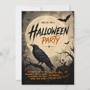 Dunkle gothische Krähe Halloween-Party-Einladung Einladung