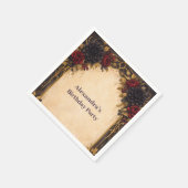 Dunkle gothische rote Blumen Geburtstagsfeier Serviette (Ecke)