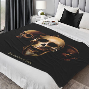 Dunkle gothische Schädel menschliche schwarze Drei Fleecedecke