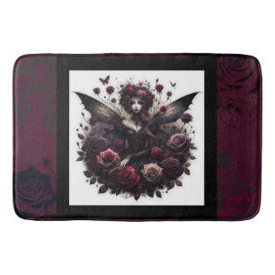 Dunkle gothische Waldfee Florale Rosen Burgunderro Badematte