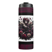 Dunkle gothische Waldfee Florale Rosen Burgunderro