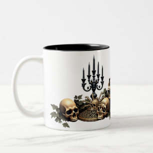 Dunkle gotische Eleganz. Atemberaubender Bogen Zweifarbige Tasse