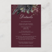 Dunkle gotische florale Burgundy Formal Wedding De Begleitkarte (Vorderseite)