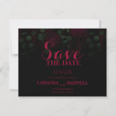 Dunkle gotische Fuchsia-Blumenhochzeit rettet das  Save The Date (Vorderseite)