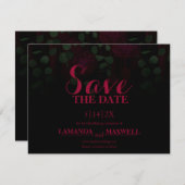 Dunkle gotische Fuchsia-Blumenhochzeit rettet das  Save The Date (Vorne/Hinten)
