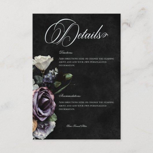 Dunkle gotische geheimnisvolle, geflochtene Blumen Begleitkarte (Vorderseite)