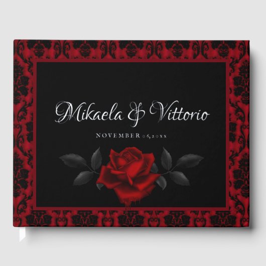 Dunkle Gotische Rose Hochzeit Gästebuch (Vorderseite)