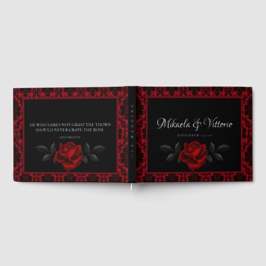 Dunkle Gotische Rose Hochzeit Gästebuch (Voll)