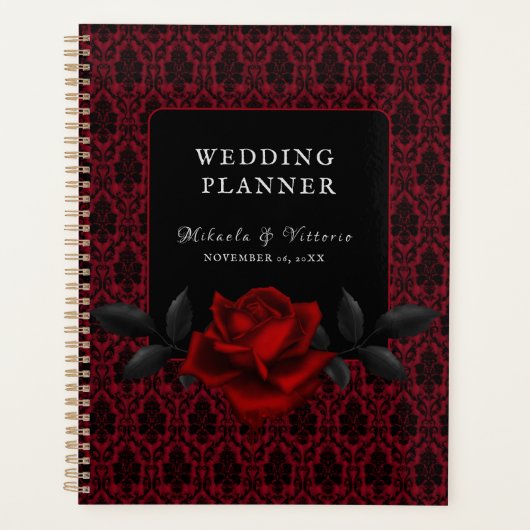 Dunkle Gotische Rose Hochzeit Planer (Vorderseite)