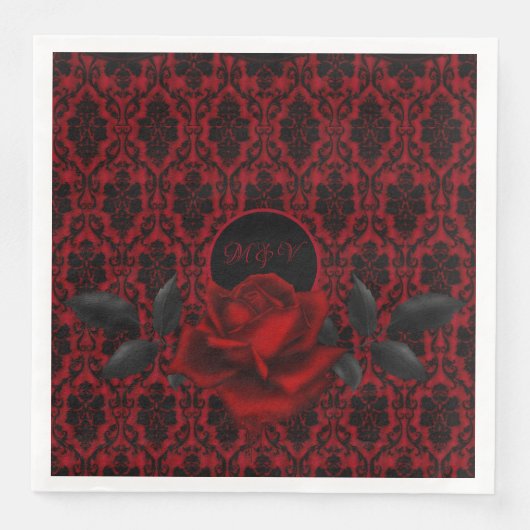 Dunkle Gotische Rose Hochzeit Serviette (Vorderseite)