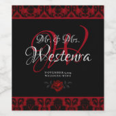 Dunkle Gotische Rose Hochzeit Weinetikett (Einzelnes Label)