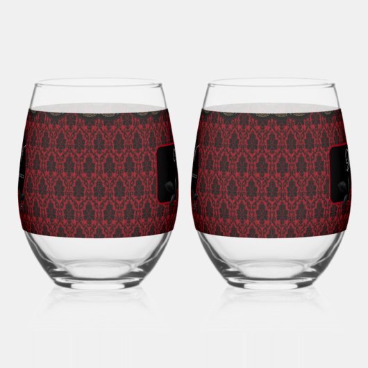 Dunkle Gotische Rose Hochzeit Weinglas Ohne Stiel (Rechts)
