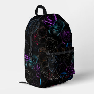 Dunkle gotische Rosen Samt Blumen Textur Muster Bedruckter Rucksack