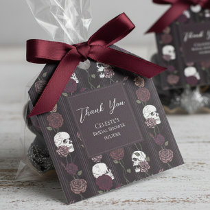 Dunkle gotische Schädel- und Rosen-Hochzeits-Danke Geschenkanhänger