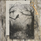 Dunkle gotische Schwarz & Tan Raven Couple Details Begleitkarte