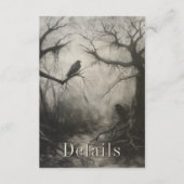 Dunkle gotische Schwarz & Tan Raven Couple Details Begleitkarte (Vorderseite)