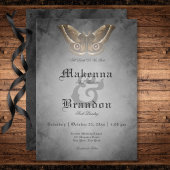 Dunkle gotische Schwarze Wasserfarbe Braun Moth We Einladung