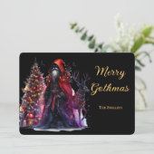 Dunkle gotische Weihnachtsfeiertage und Rentierfei Feiertagskarte (Stehend Vorderseite)