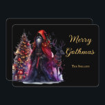 Dunkle gotische Weihnachtsfeiertage und Rentierfei Feiertagskarte<br><div class="desc">Das Design besticht durch einen gotischen Weihnachtsmann mit seinen dunklen Rentieren und einem modernen,  einfachen Look. Es ist perfekt für jeden,  der ein unkonventionelleres Weihnachtsmotiv sucht und will,  seine Liebe von Gotik und Weihnachten zu kombinieren</div>