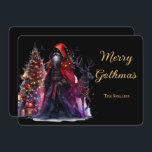 Dunkle gotische Weihnachtsfeiertage und Rentierfei Feiertagskarte<br><div class="desc">Das Design besticht durch einen gotischen Weihnachtsmann mit seinen dunklen Rentieren und einem modernen,  einfachen Look. Es ist perfekt für jeden,  der ein unkonventionelleres Weihnachtsmotiv sucht und will,  seine Liebe von Gotik und Weihnachten zu kombinieren</div>