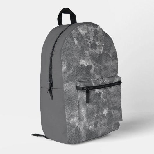 Dunkle graue Marmor-Textur-Muster Bedruckter Rucksack (Rückseitige Ecke links)